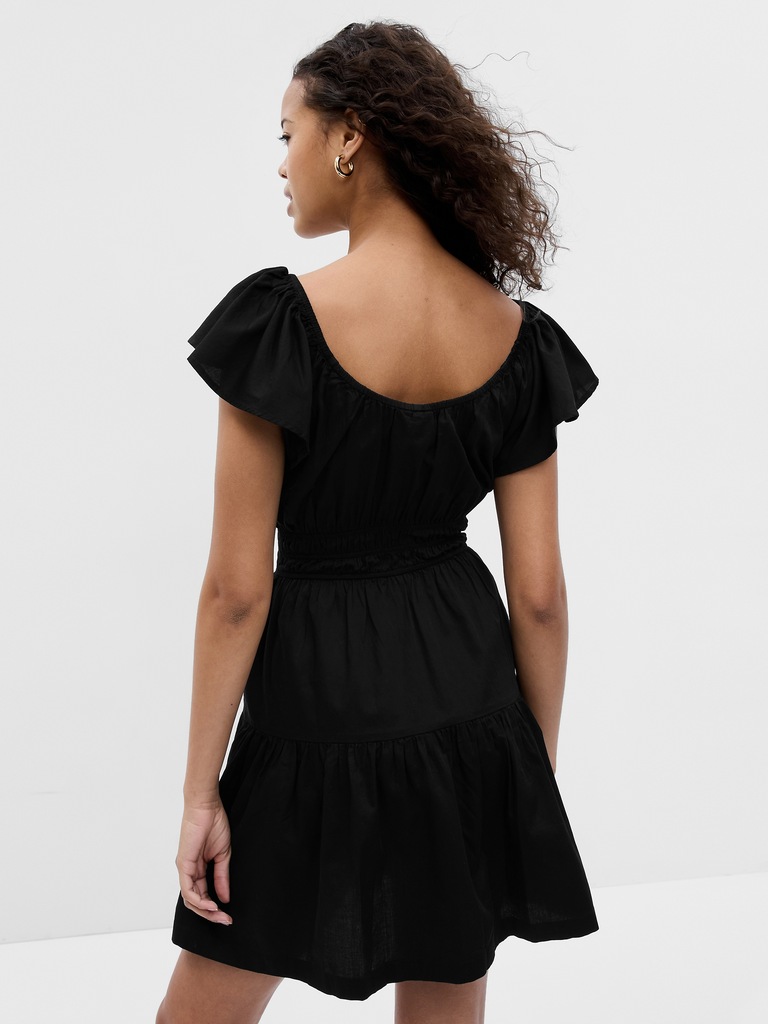 Flutter Sleeve Tiered Mini Dress