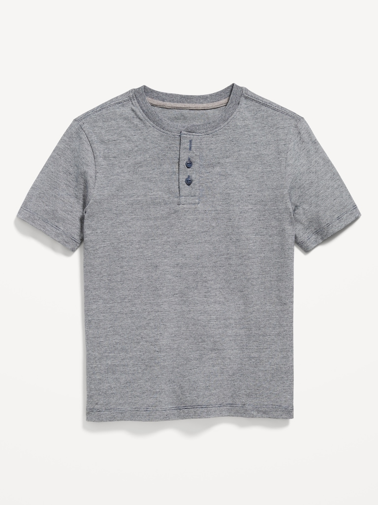 Striped Short-Sleeve Henley T-Shirt for Boys