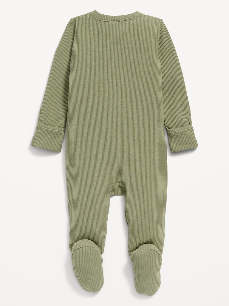 Ribbed 2-Way-Zip Sleep & Play Footed One-Piece for Baby
