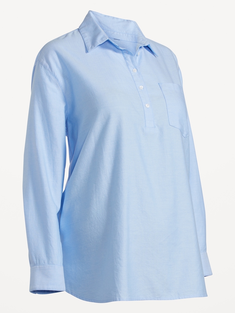 Maternity Oxford Boyfriend Popover Shirt