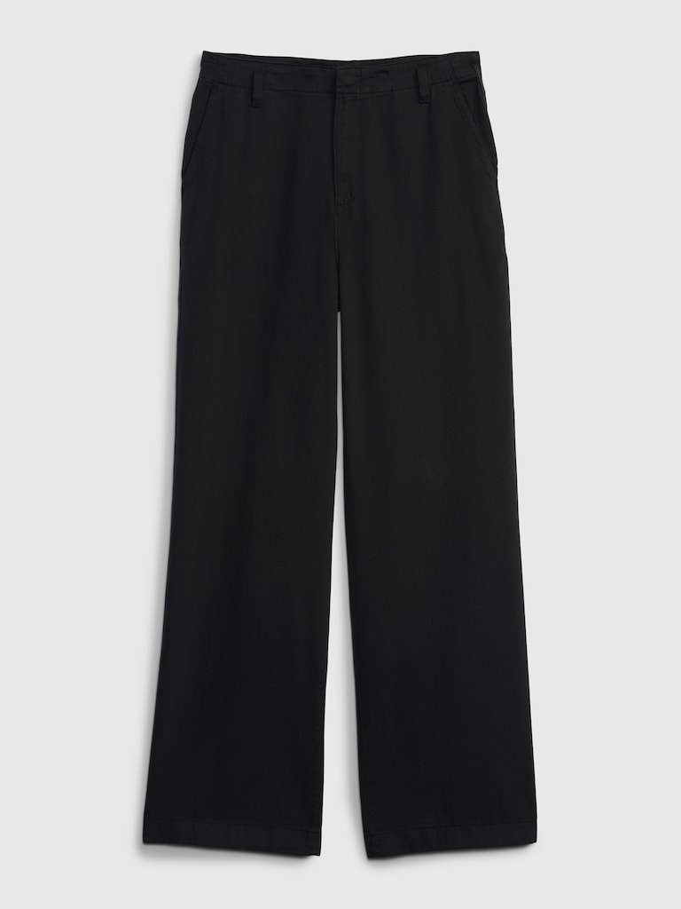 Mid Rise Twill Wide-Leg Khakis