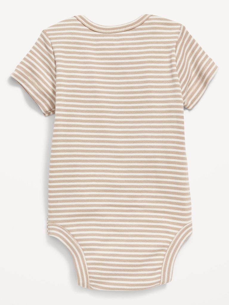 Unisex Short-Sleeve Striped Bodysuit for Baby