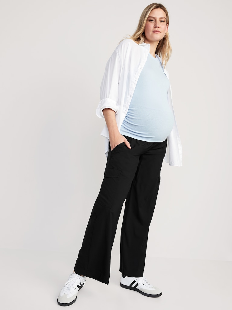 Maternity Rollover-Waist StretchTech Cargo Pants