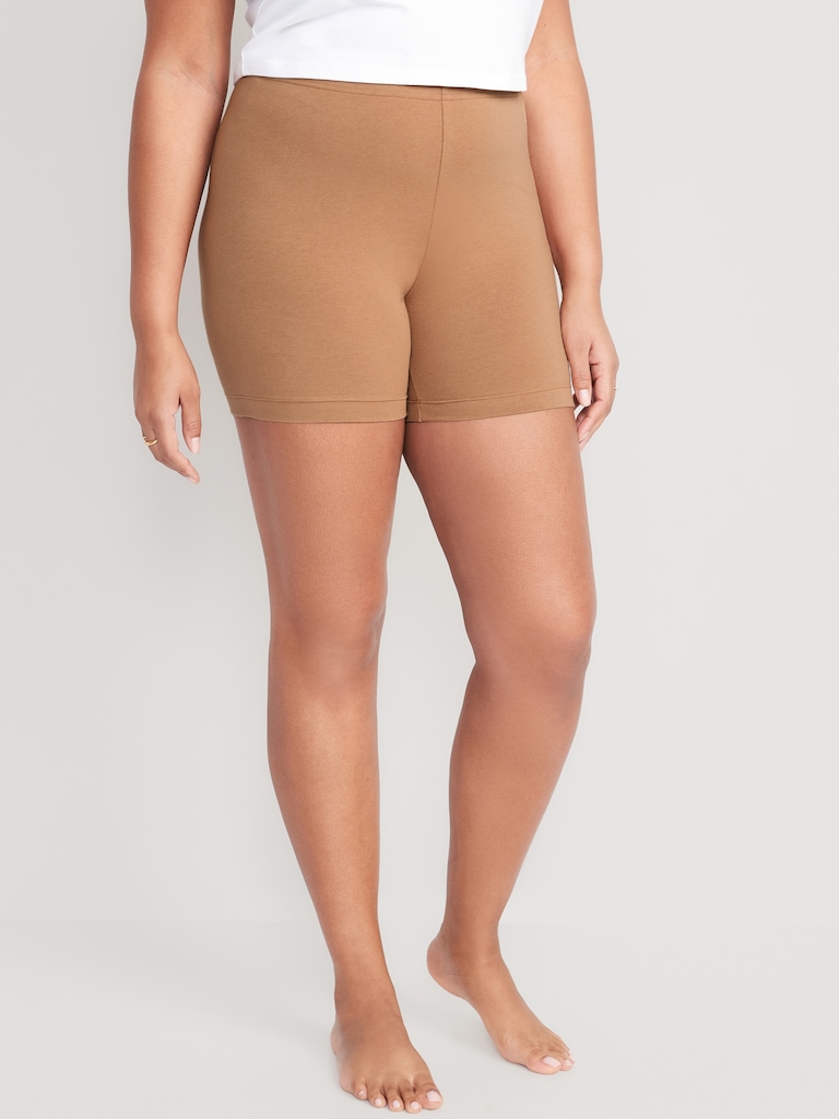 High-Waisted Jersey Biker Shorts -- 6-inch inseam