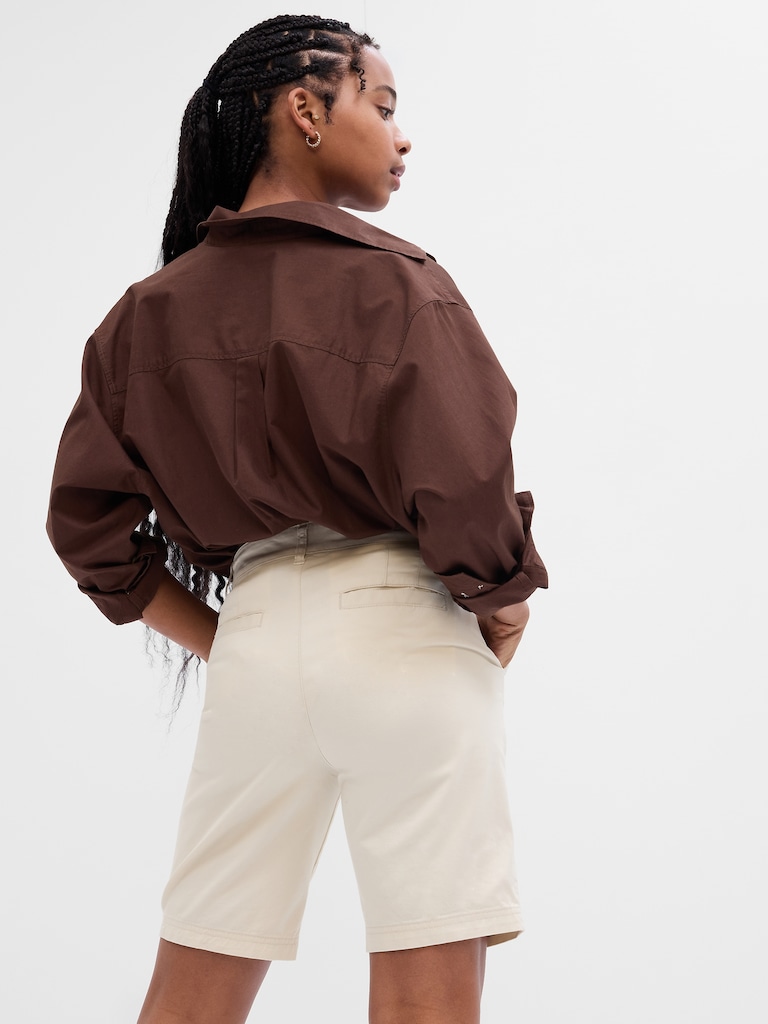 9" Mid Rise Twill Bermuda Shorts