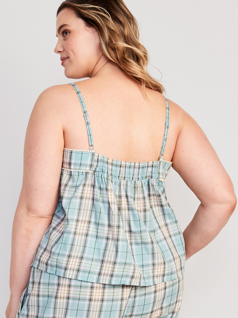 Camisole de pyjama trapèze à smocks et rayures pour Femme