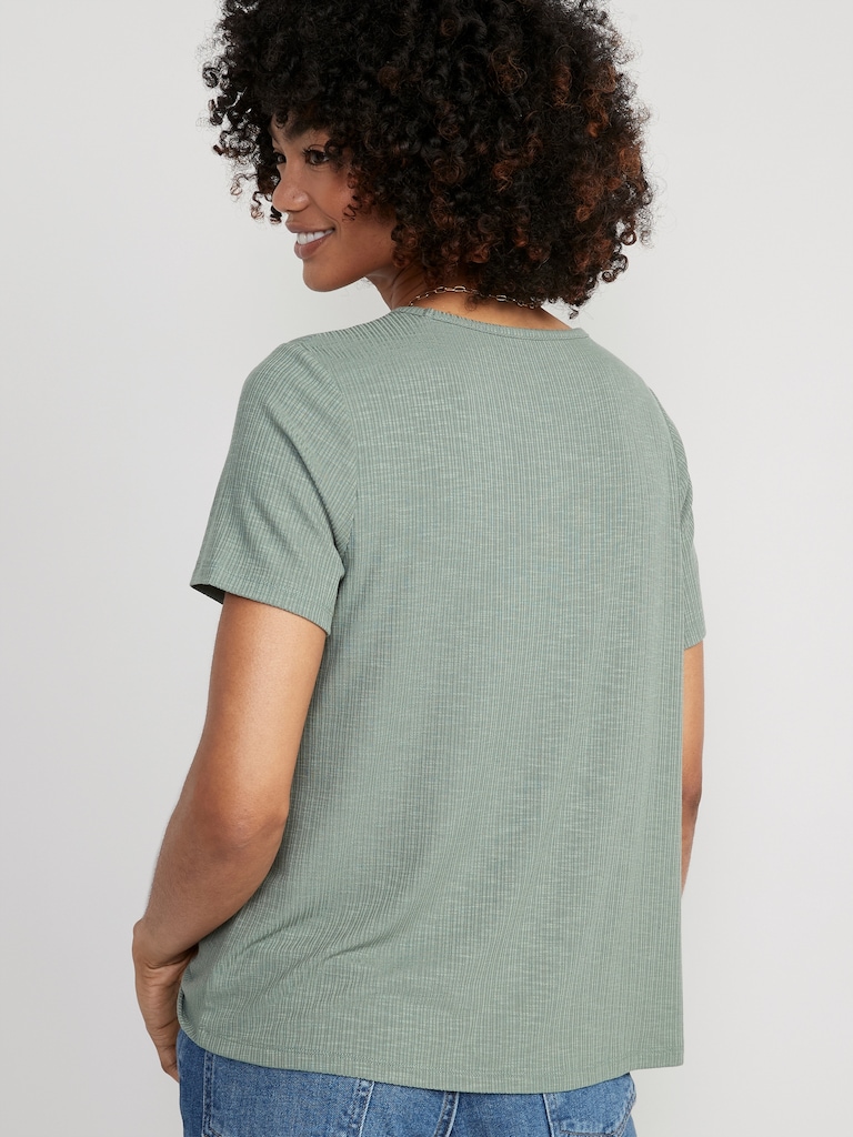 Luxe Ribbed Slub-Knit T-Shirt