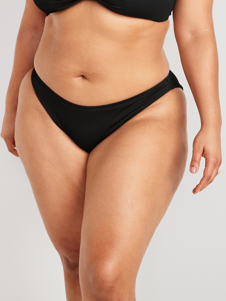 Low-Rise Classic Rib-Knit Bikini Swim Bottoms