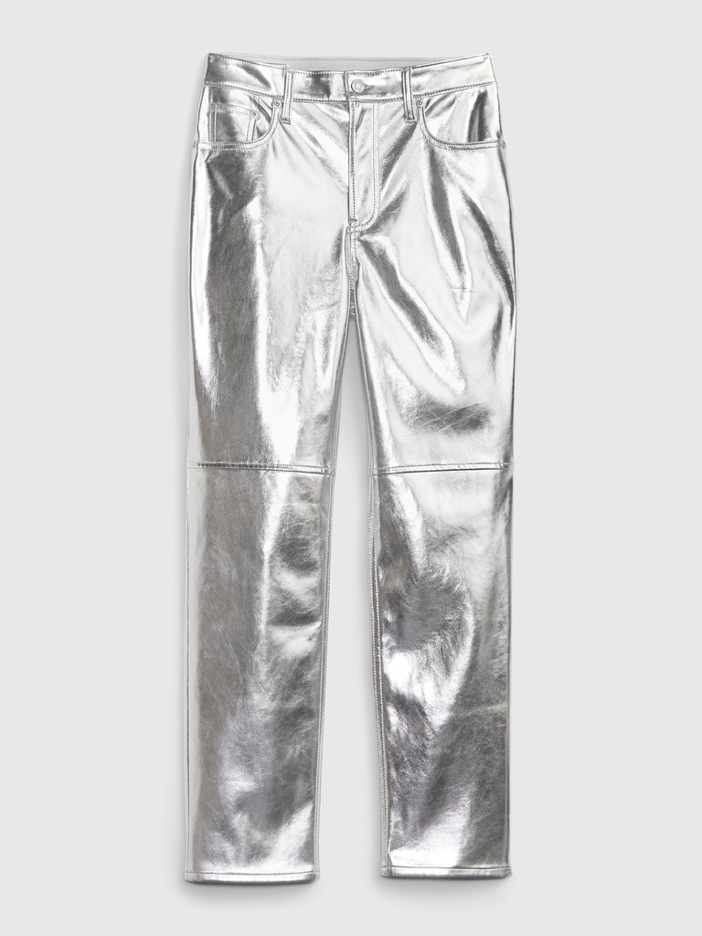 High Rise Vegan Leather Cheeky Straight Pants