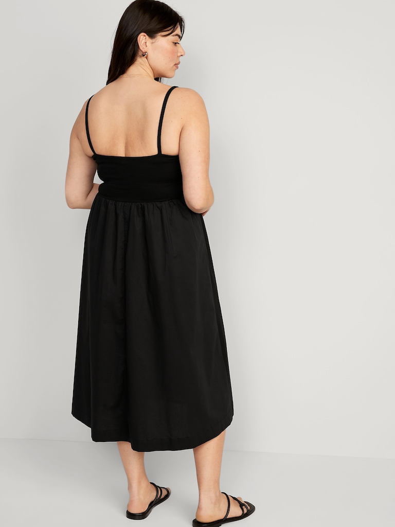 Fit & Flare Combination Midi Dress