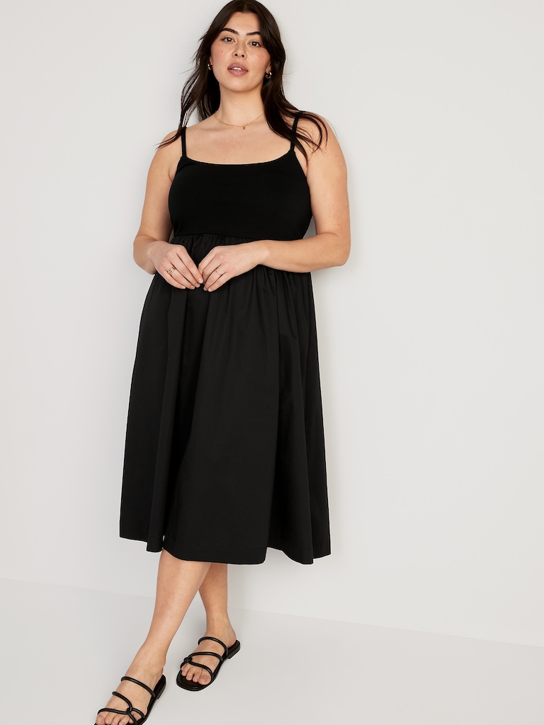 Fit & Flare Combination Midi Dress