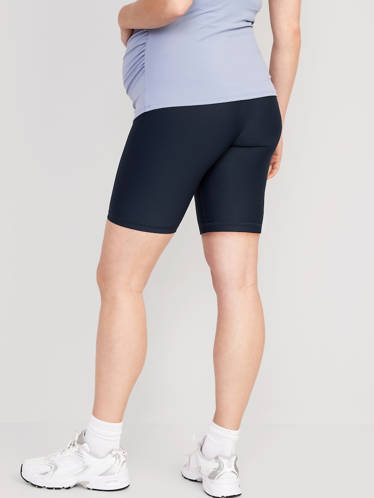 Maternity Full Panel PowerSoft Biker Shorts -- 8-inch inseam