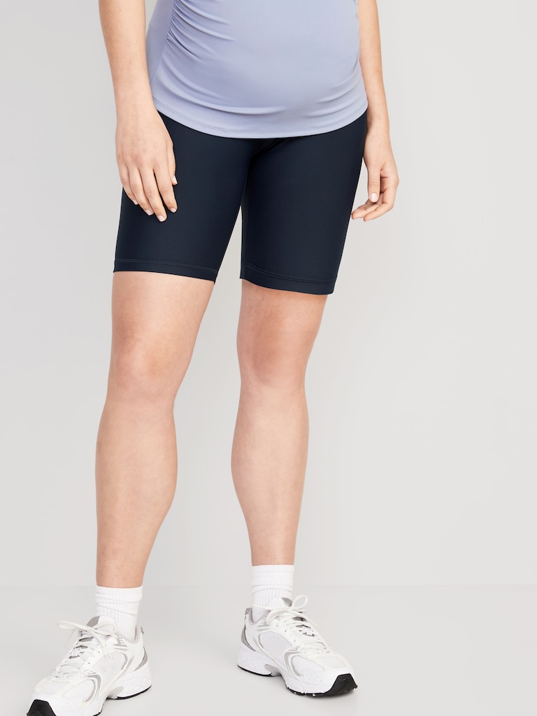 Maternity Full Panel PowerSoft Biker Shorts -- 8-inch inseam