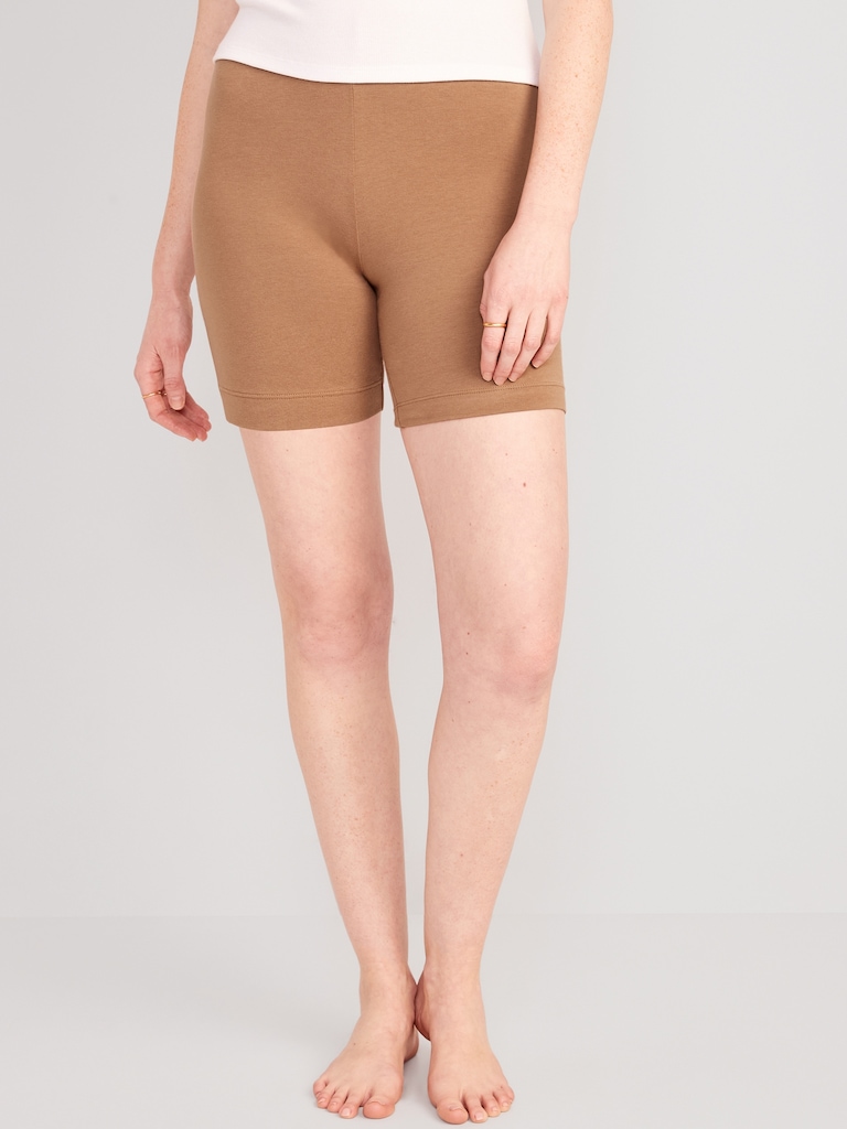 High-Waisted Jersey Biker Shorts -- 6-inch inseam