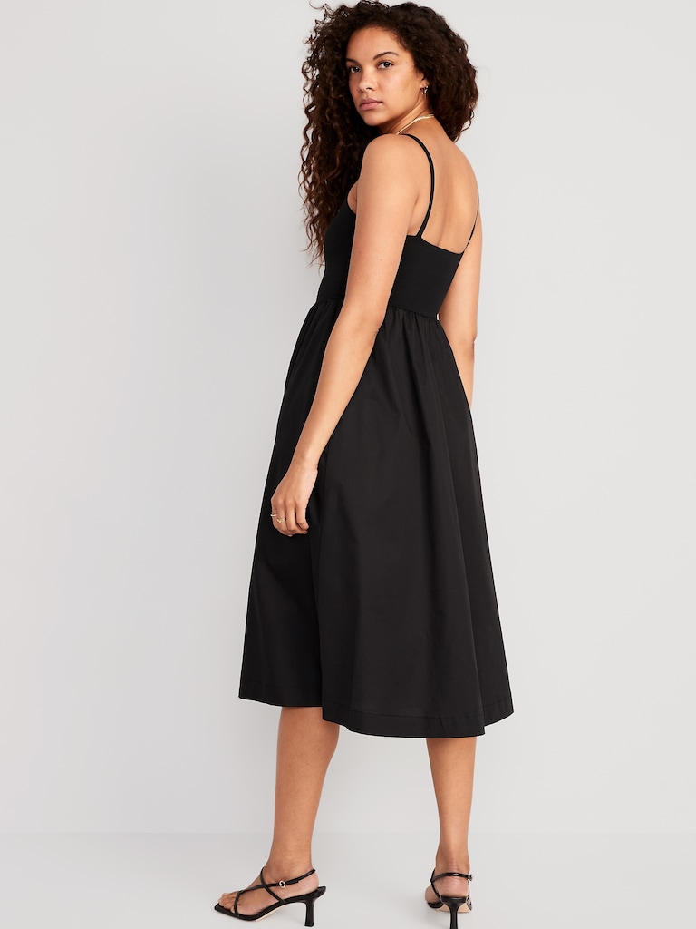 Fit & Flare Combination Midi Dress