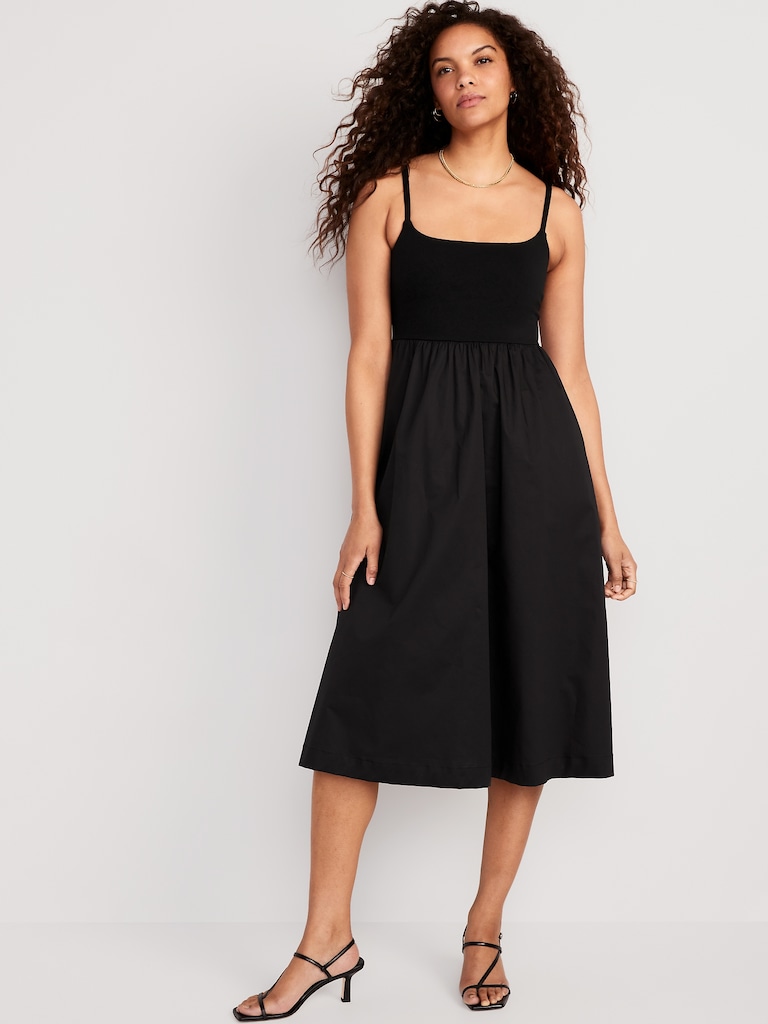 Fit & Flare Combination Midi Dress