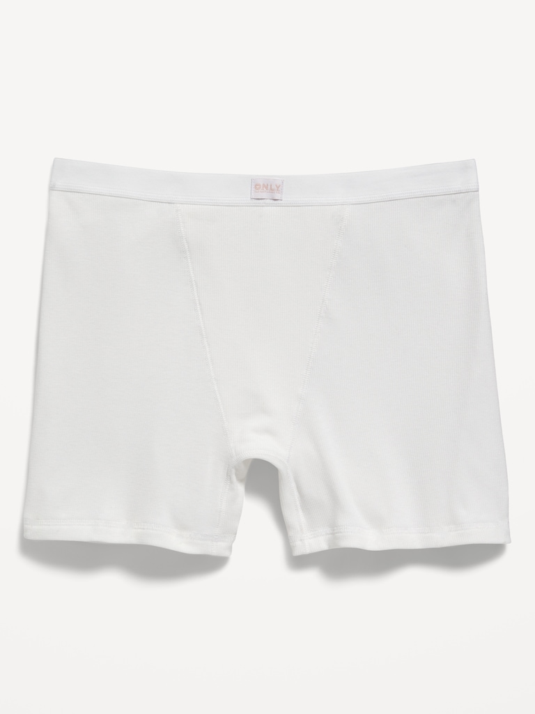 High-Waisted Ribbed Boyshort Briefs -- 3-inch inseam