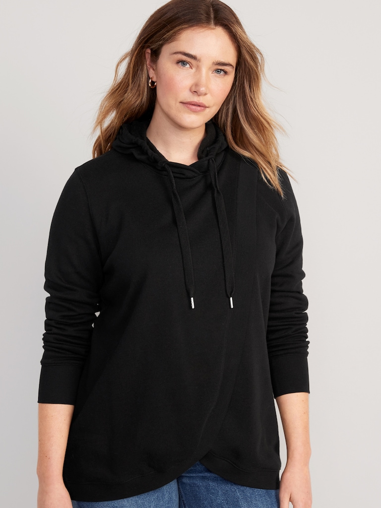 Maternity Cross-Front Nursing Pullover Hoodie
