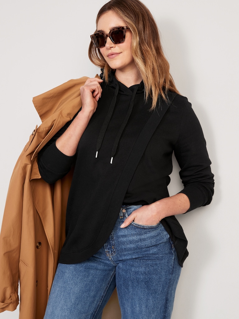 Maternity Cross-Front Nursing Pullover Hoodie