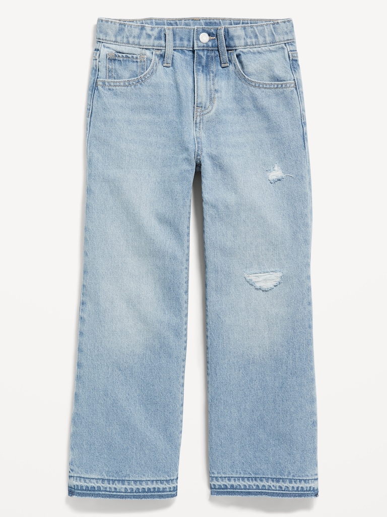 High-Waisted Baggy Ripped Wide-Leg Jeans for Girls