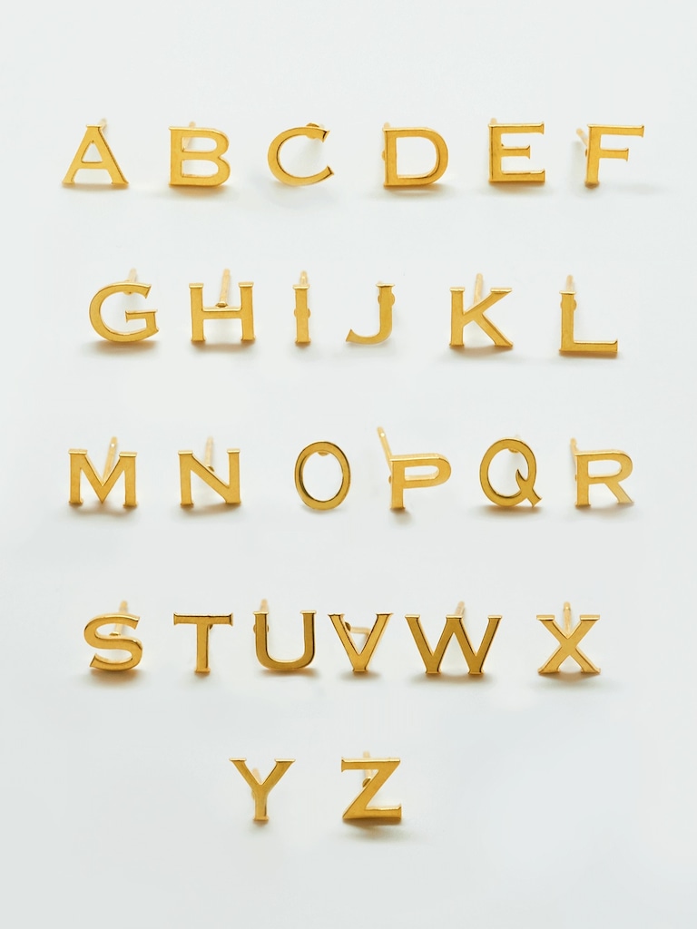 Gold Initial Earrings