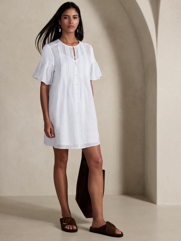 Petite Ramie Pintuck Dress