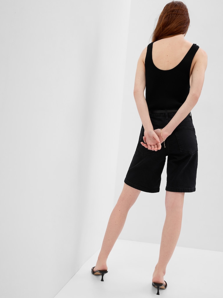 10" High Rise Stride Denim Bermuda Shorts