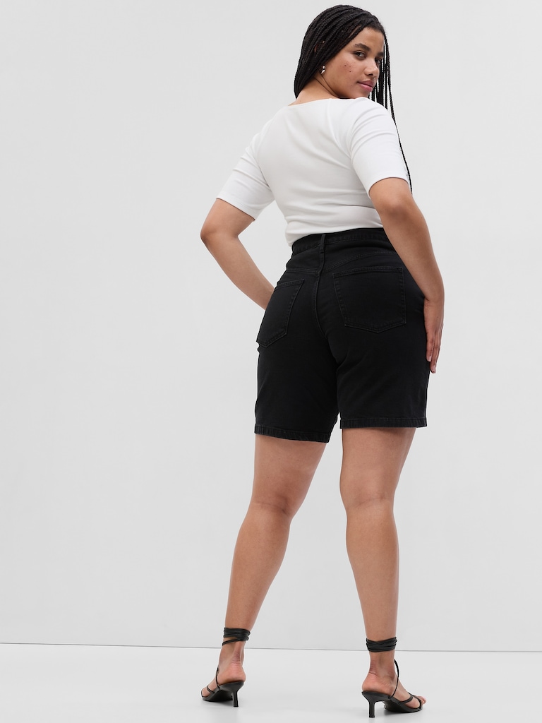 10" High Rise Stride Denim Bermuda Shorts