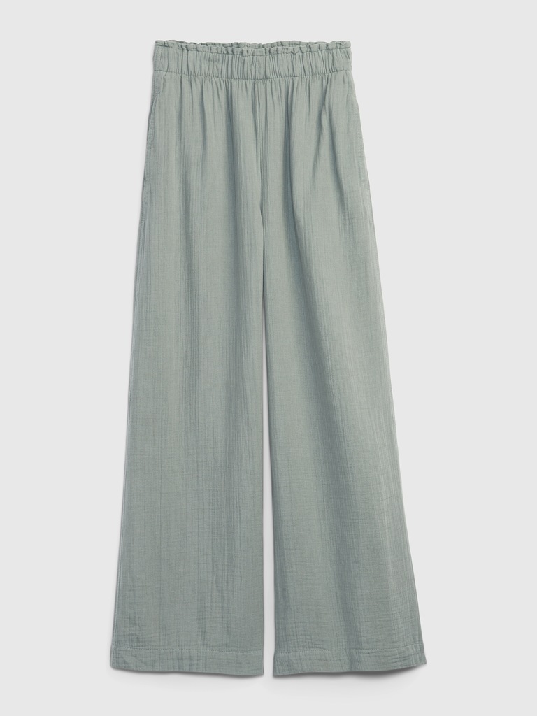 Crinkle Gauze Wide-Leg Pants