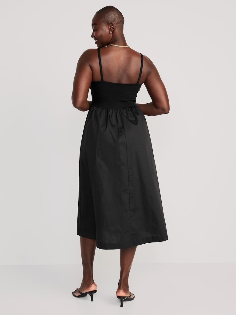 Fit & Flare Combination Midi Dress