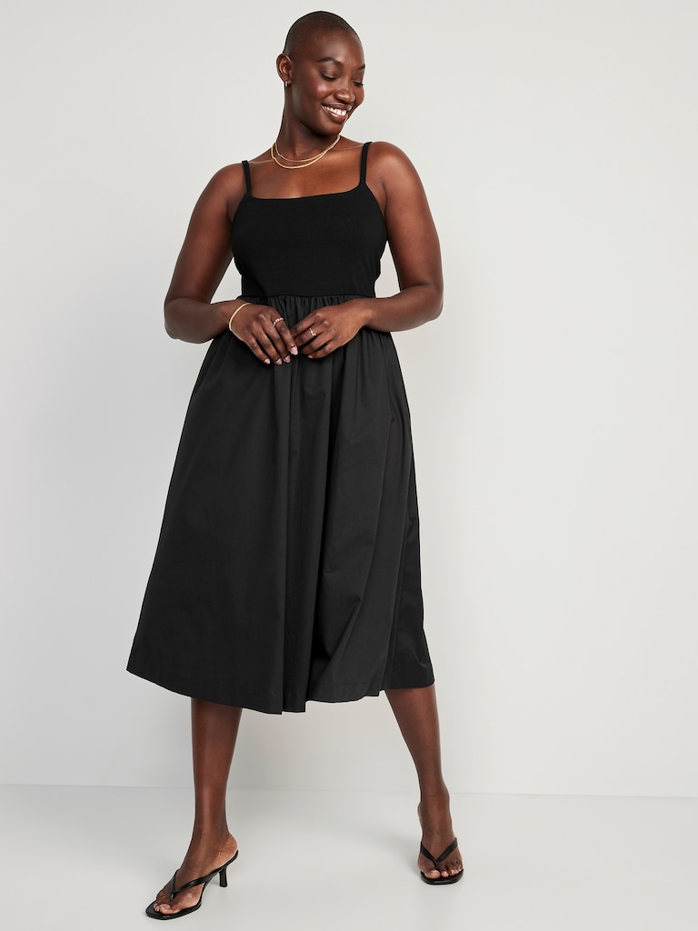 Fit & Flare Combination Midi Dress