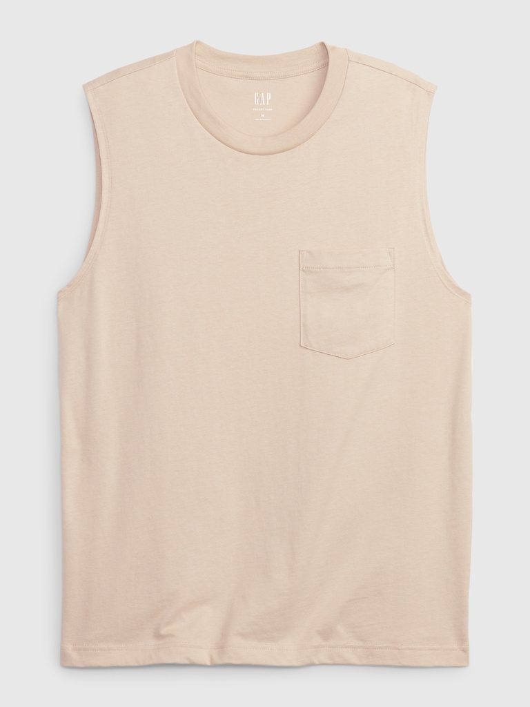 Organic Cotton Muscle Sleeveless Pocket T-Shirt