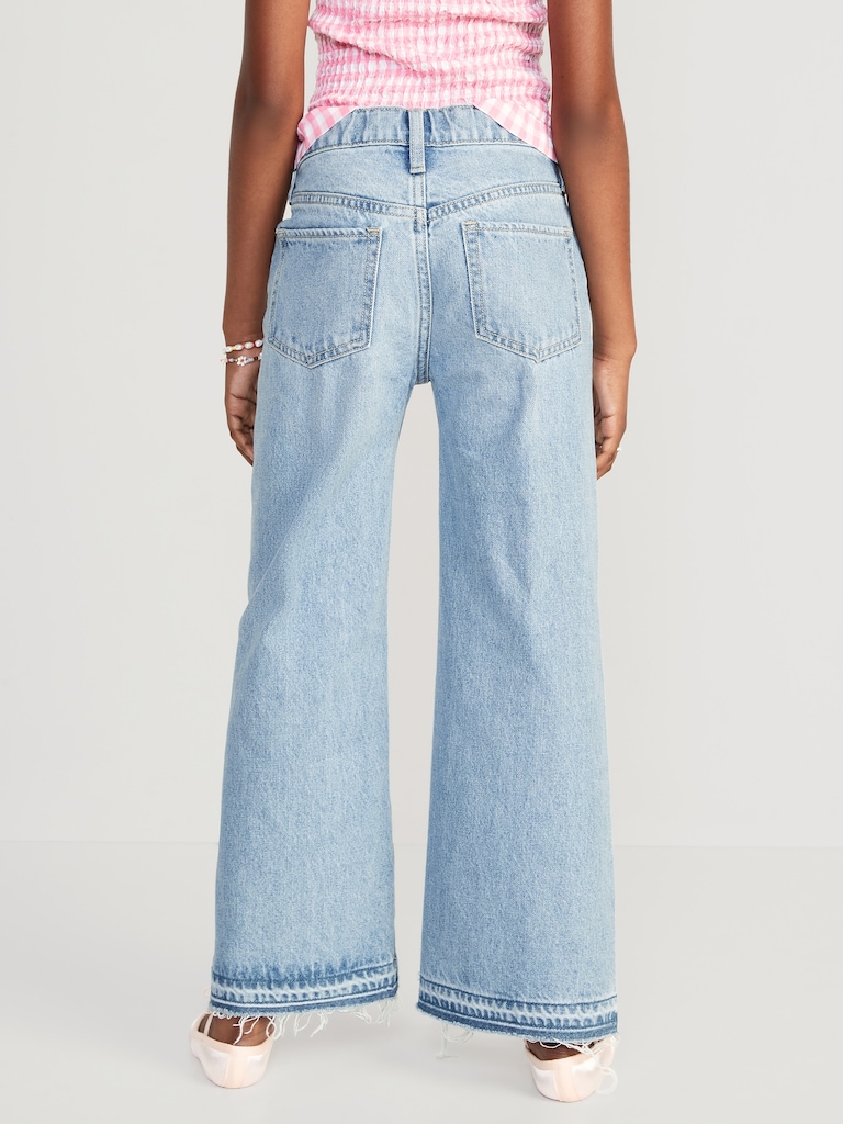 High-Waisted Baggy Ripped Wide-Leg Jeans for Girls