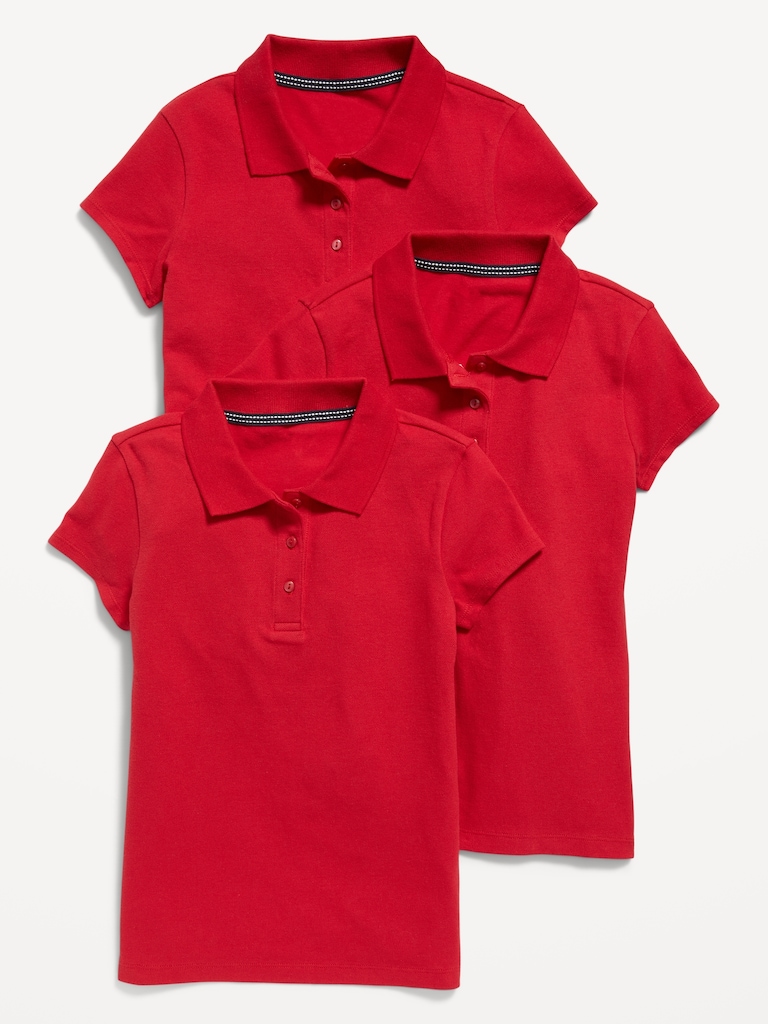 Uniform Pique Polo Shirt 3-Pack for Girls