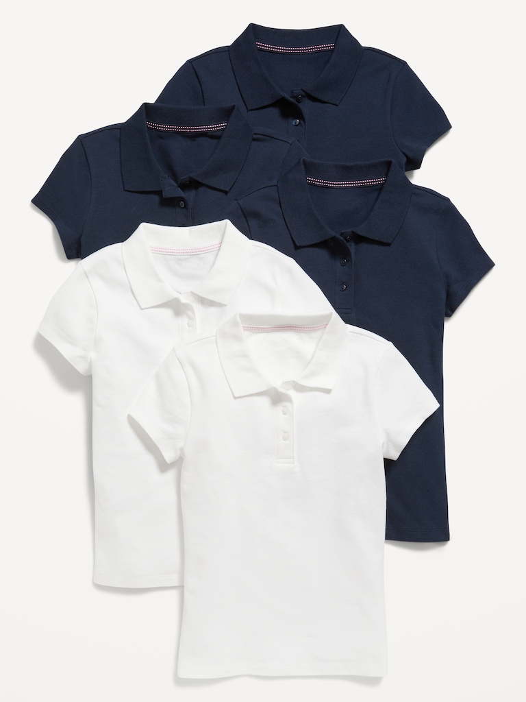 Uniform Pique Polo Shirt 5-Pack for Girls