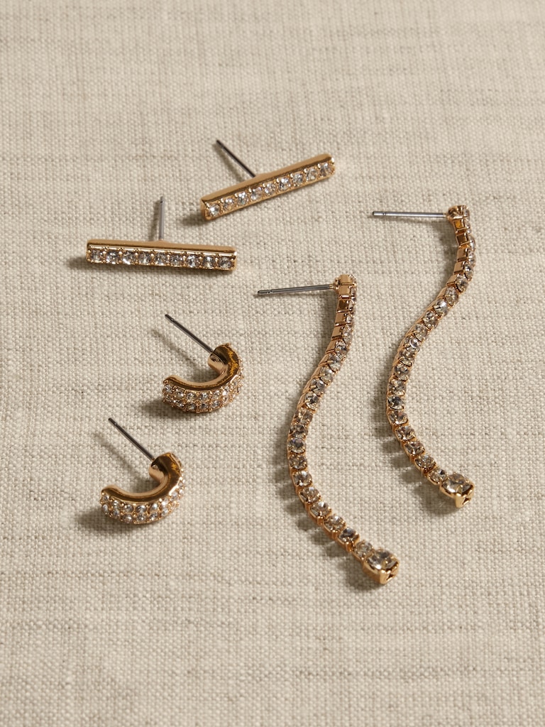 Bar Pave Earrings Multipack