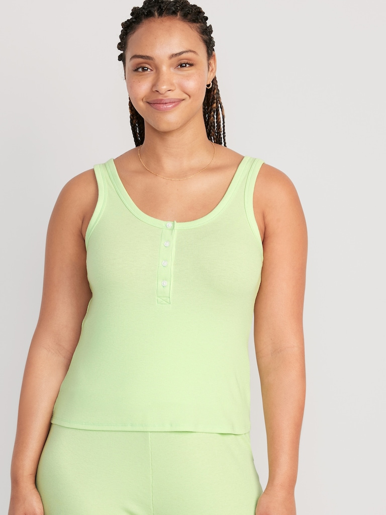 Camisole de détente henley en tricot côtelé Ultralite pour Femme