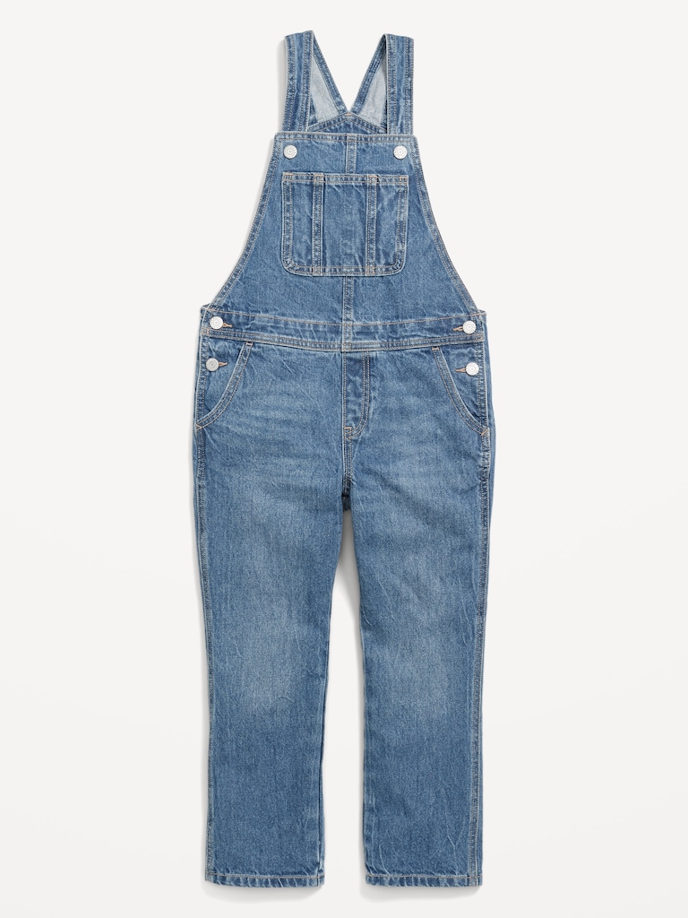 Salopette coupe droite détendue en denim pour Fille