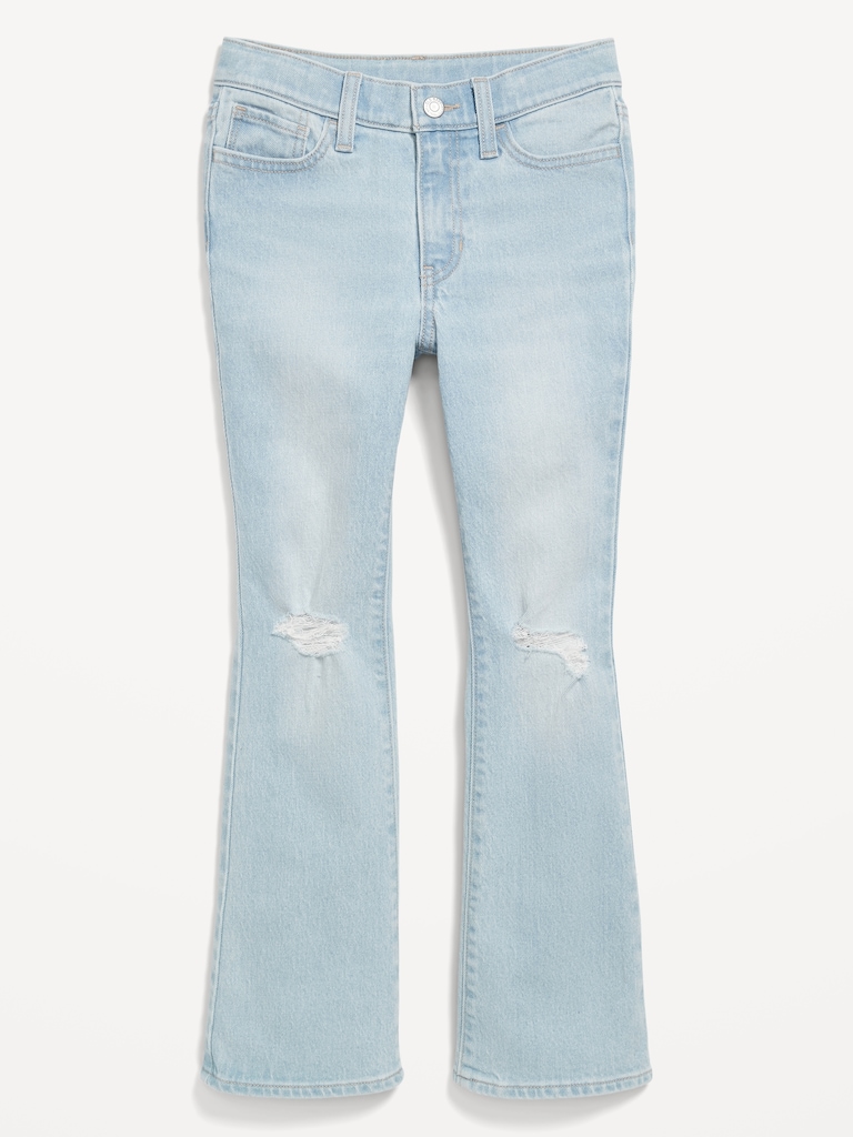 High-Waisted Built-In Tough Ripped Flare Jeans for Girls