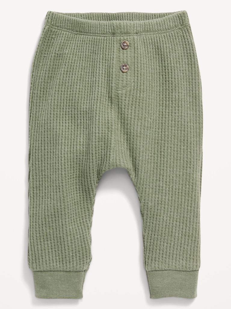 Unisex Thermal-Knit Buttoned Jogger Pants for Baby