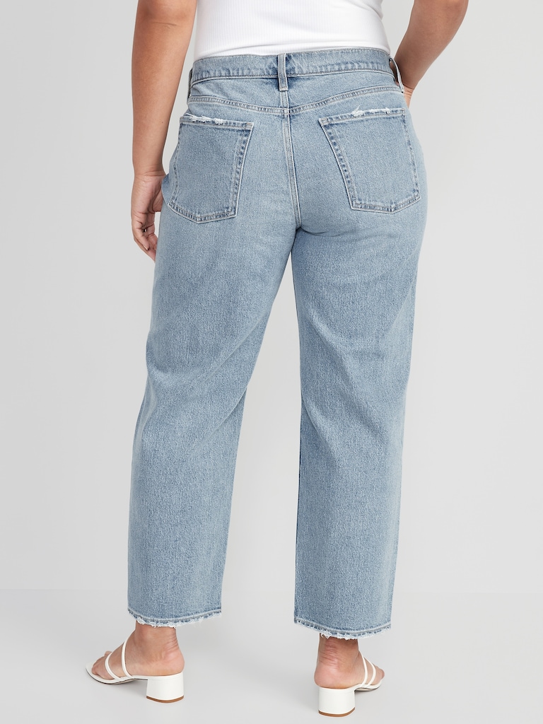 Mid-Rise Boyfriend Loose Jeans