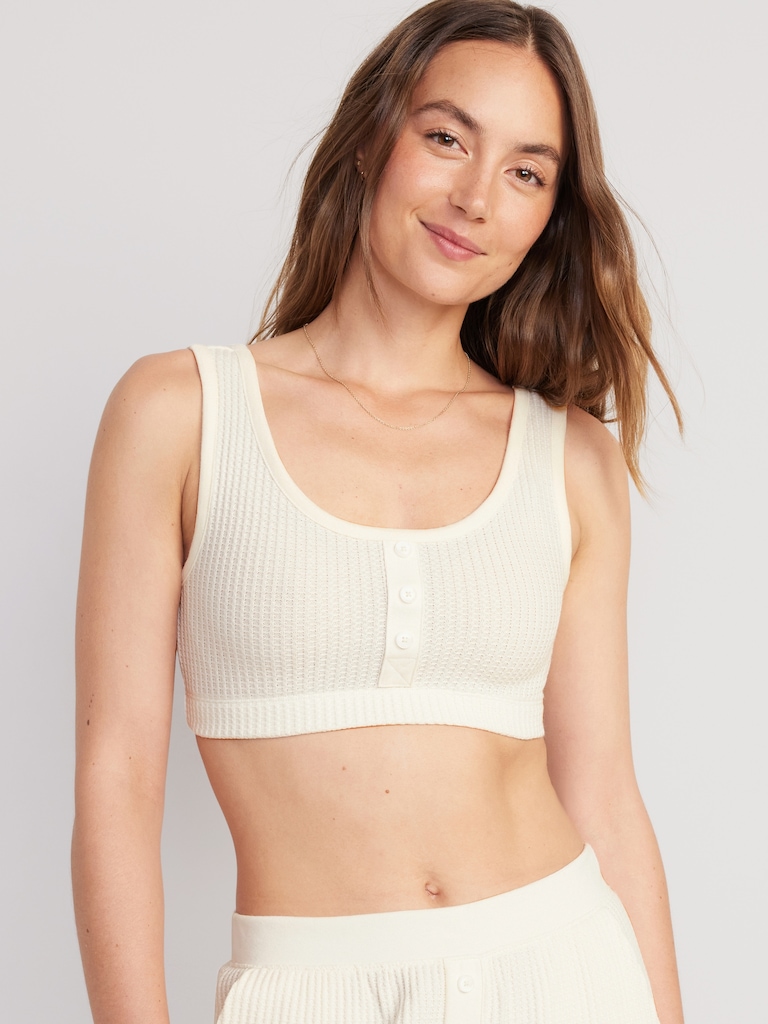 Waffle-Knit Pajama Cami Bralette Top