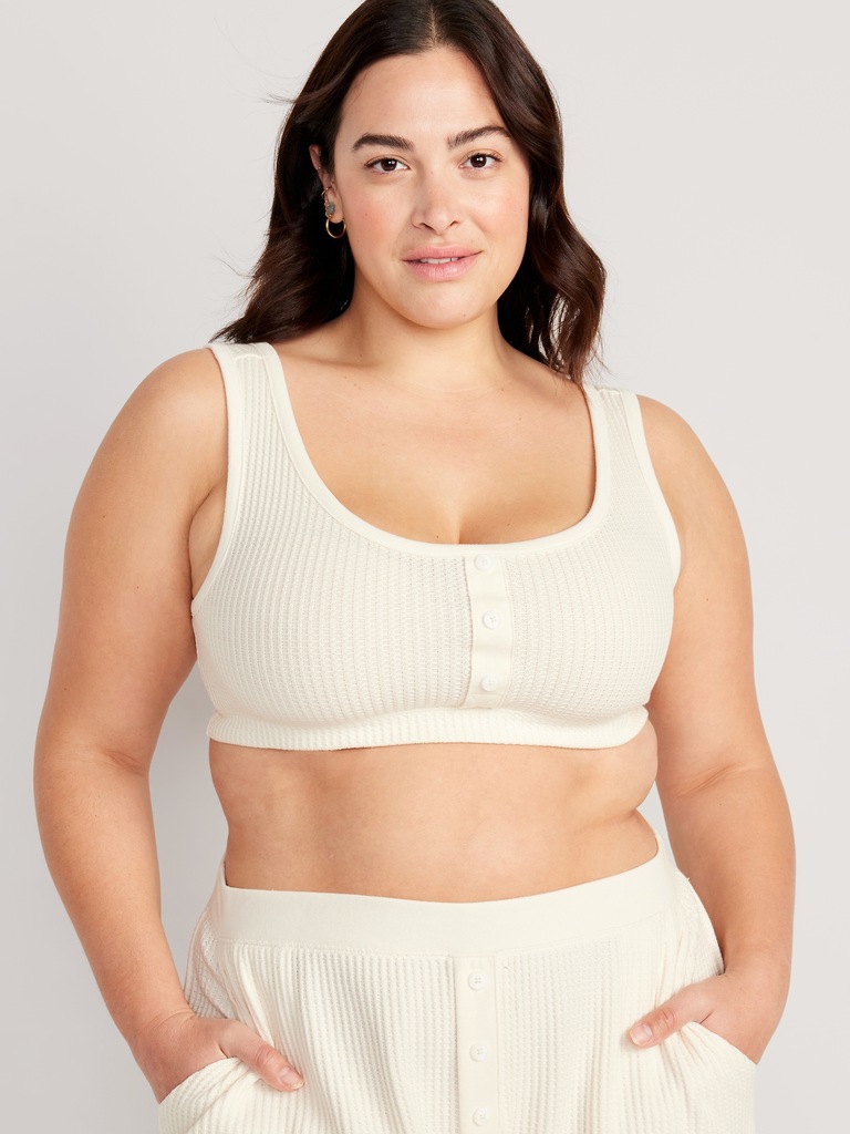 Waffle-Knit Pajama Cami Bralette Top