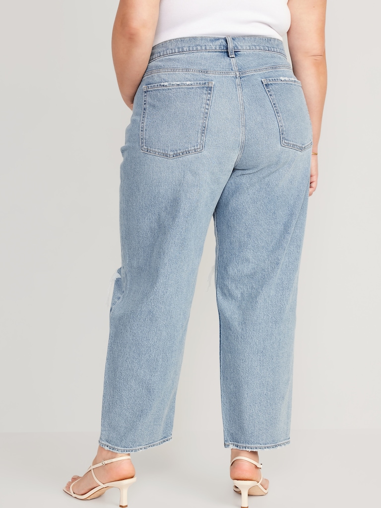 Mid-Rise Boyfriend Loose Jeans