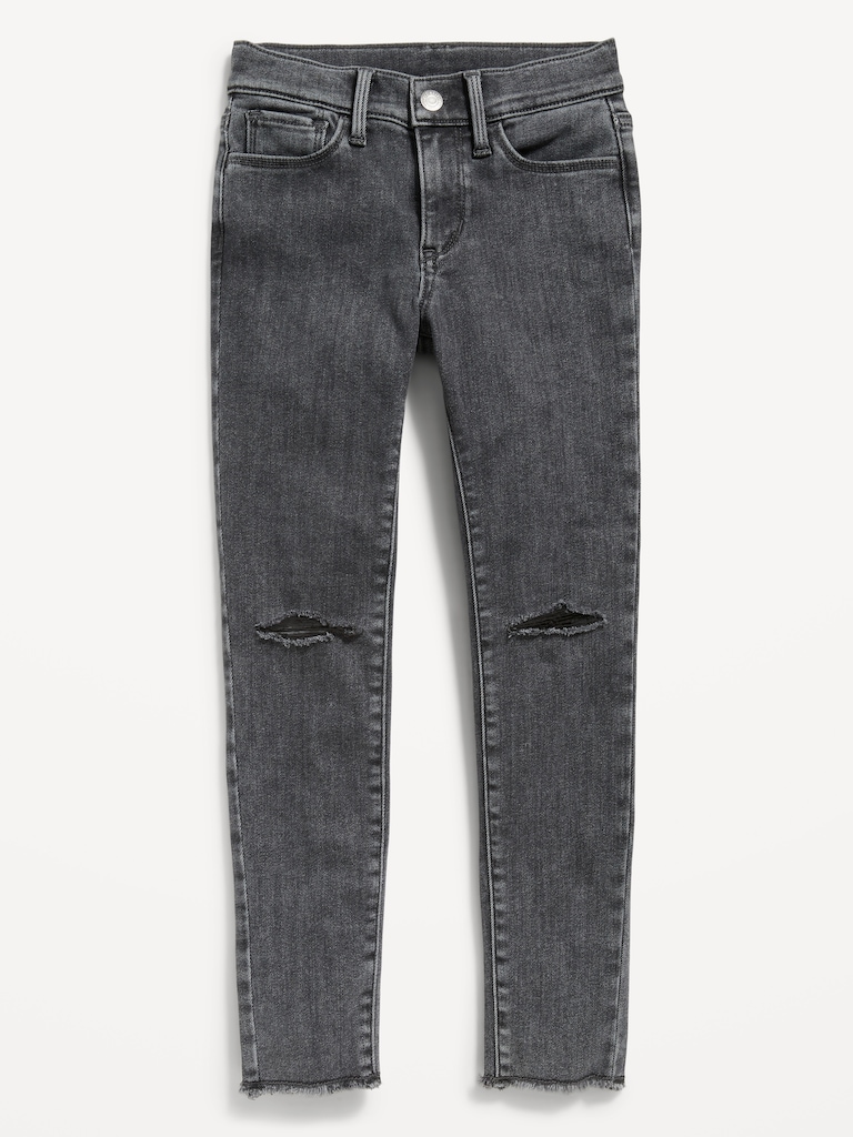 High-Waisted Rockstar 360° Stretch Ripped Jeggings for Girls