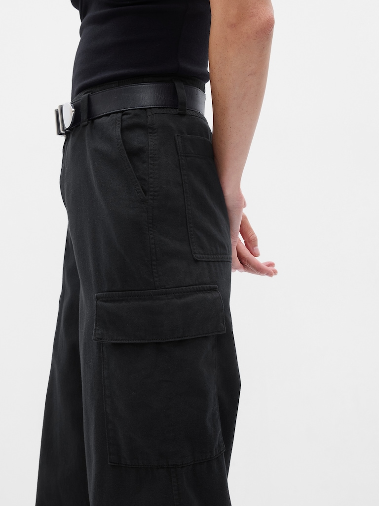 Mid Rise Twill Loose Cargo Pants