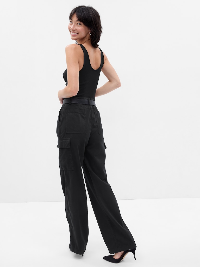 Mid Rise Twill Loose Cargo Pants