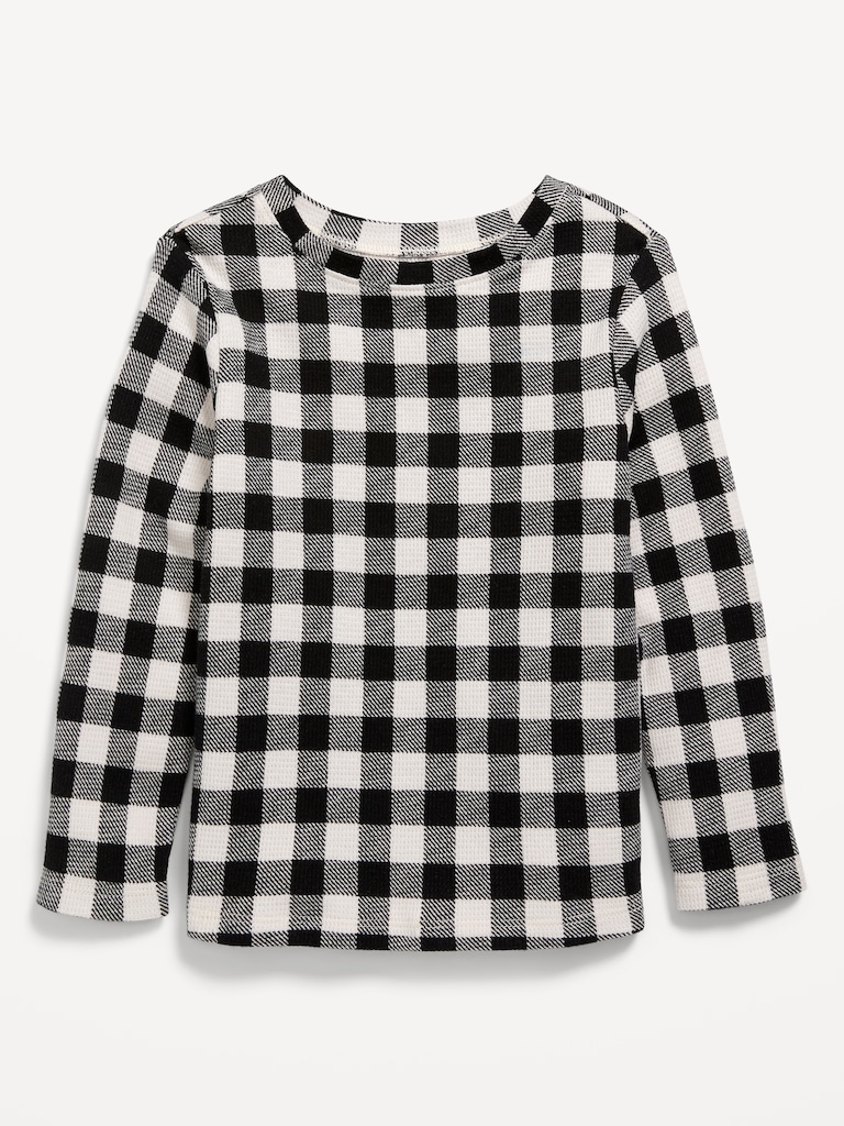 Printed Long-Sleeve Thermal-Knit T-Shirt for Toddler Girls