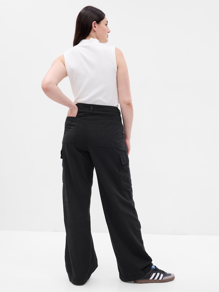 Mid Rise Twill Loose Cargo Pants