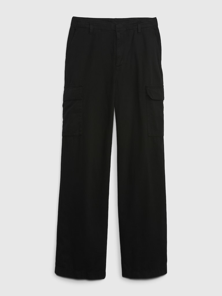 Mid Rise Twill Loose Cargo Pants